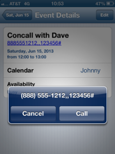 This highlights the entire concall string to automatically dial the concall number.